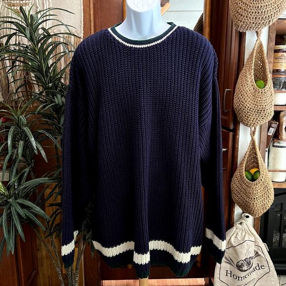 Gap Made in UK Navy Knit Sweater XL 90s Retro Preppy Ivy League Slouchy Grandpa - Picture 1 of 7